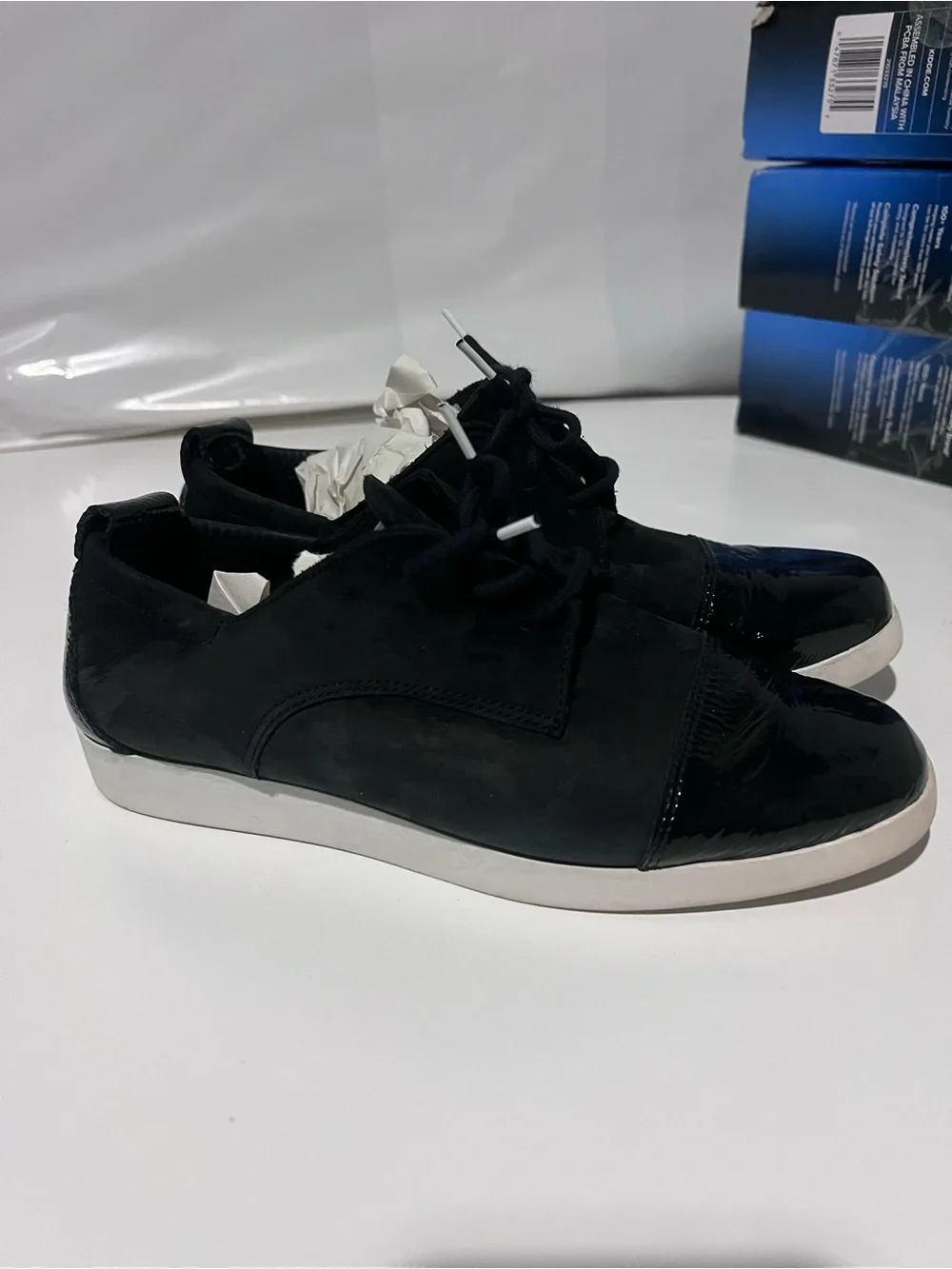 Arche Black Lace-Up Sneakers with Patent Toe Cap
